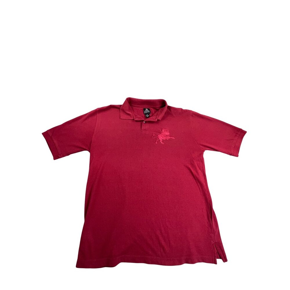 PJ Mark Mens XL Red Polo Shirt Embroidered Lion King of the Jungle Short Sleeve